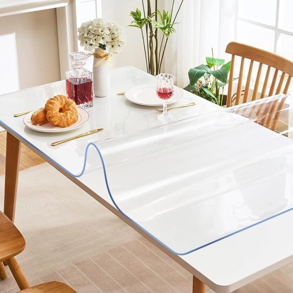 Transparent 14x24 in Small Office Desk Blotter Mat Clear Plastic Table Protector Cover Pad PVC Topper Surface Proection Mat Pad Anti Scratch Table Mat Glass End Table Protector Waterproof Easy Clean - Image 3