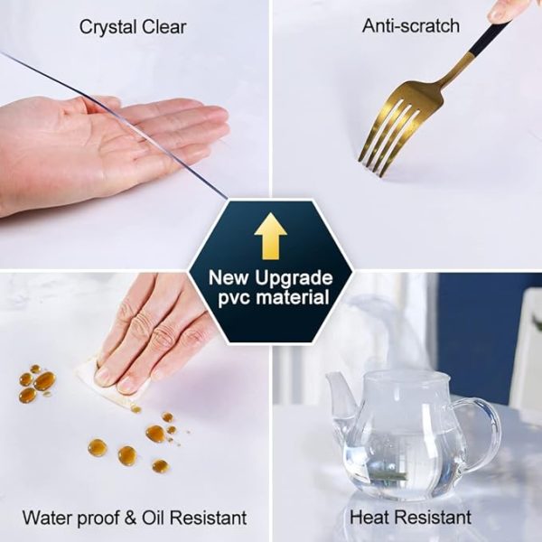 Transparent 14x24 in Small Office Desk Blotter Mat Clear Plastic Table Protector Cover Pad PVC Topper Surface Proection Mat Pad Anti Scratch Table Mat Glass End Table Protector Waterproof Easy Clean - Image 4