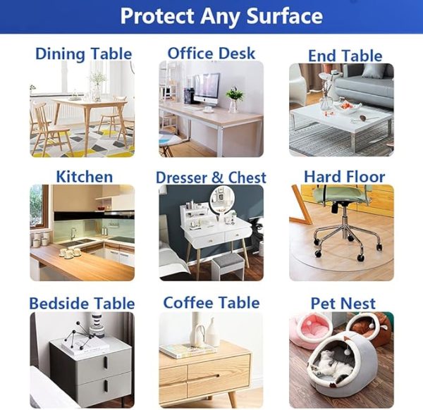 Transparent 14x24 in Small Office Desk Blotter Mat Clear Plastic Table Protector Cover Pad PVC Topper Surface Proection Mat Pad Anti Scratch Table Mat Glass End Table Protector Waterproof Easy Clean - Image 2